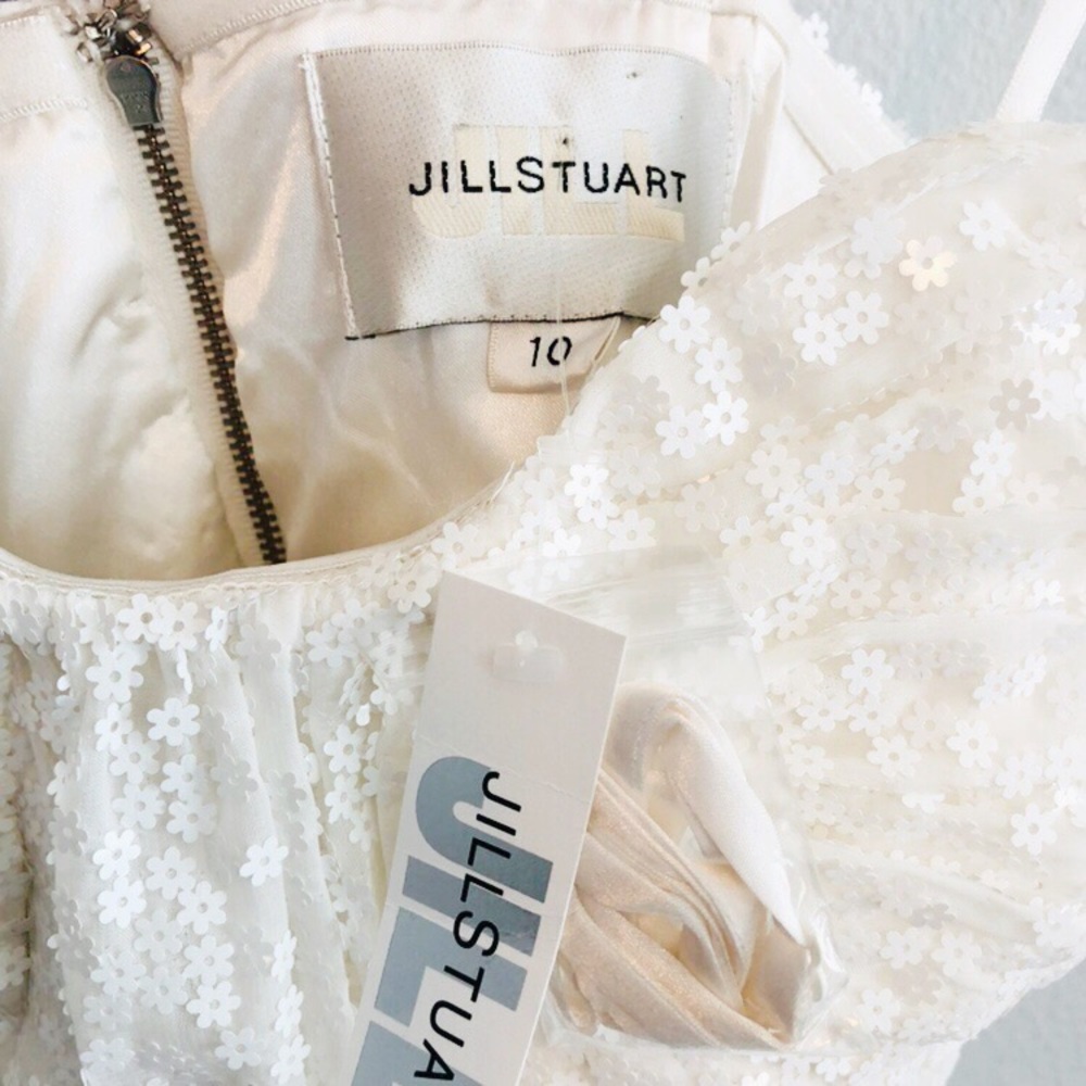Jill Stuart White Floral Sequin Dress | Sz 10 NWT - Picture 5 of 7